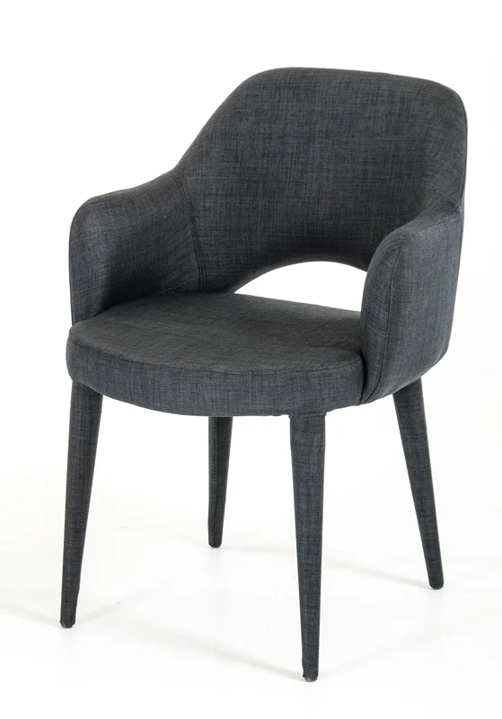 34' Dark Grey Fabric And Metal Dining Chair By Homeroots
