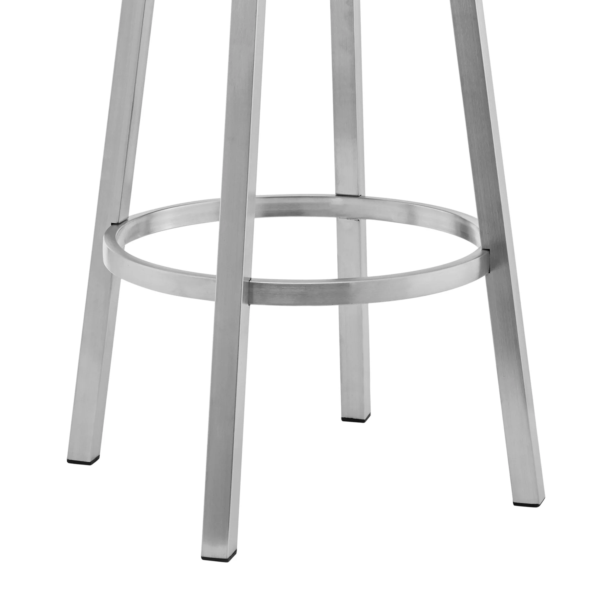 34" Gray And Silver Faux Leather And Iron Swivel Low Back Counter Height Bar Chair With Footrest By Homeroots - Image 8