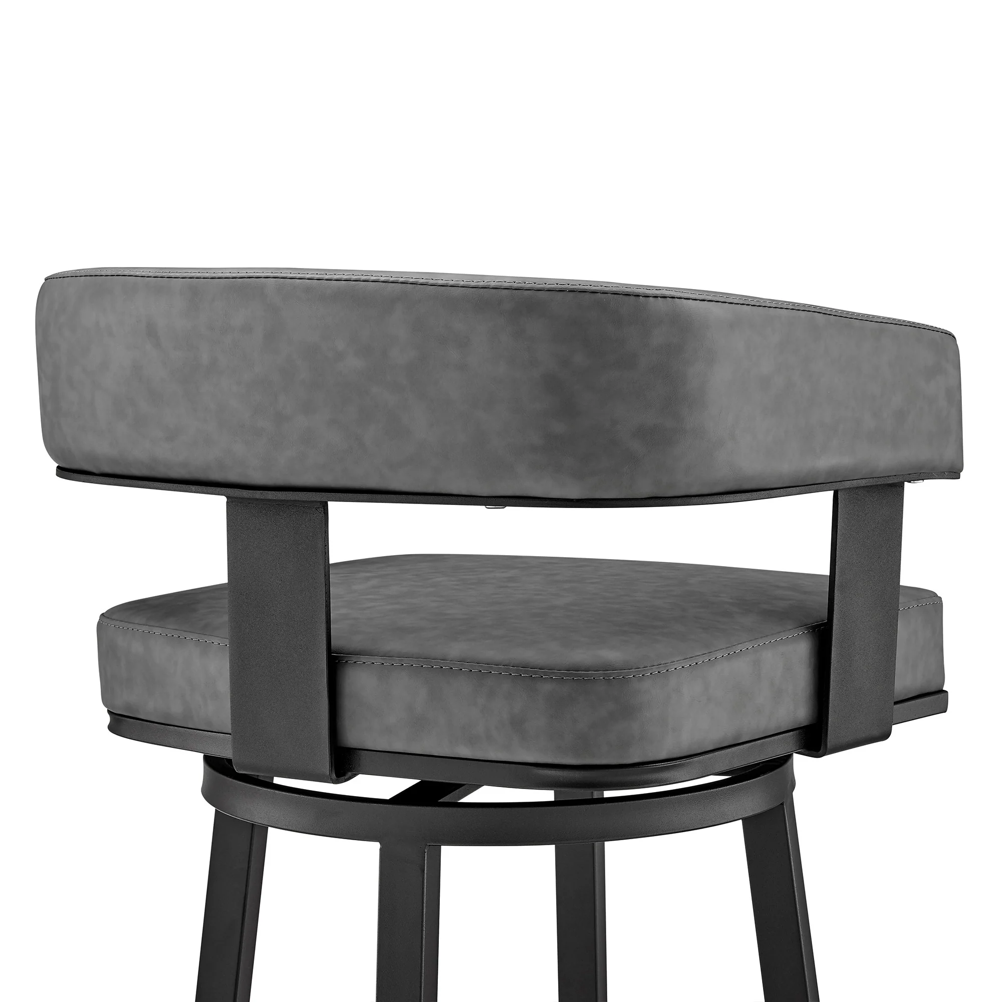 34" Gray Faux Leather And Iron Swivel Low Back Counter Height Bar Chair By Homeroots - Image 8
