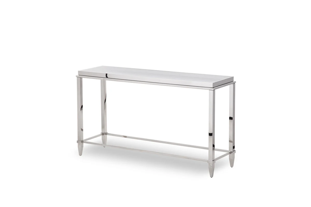 34' Stainless Steel and Glass Console Table By Homeroots