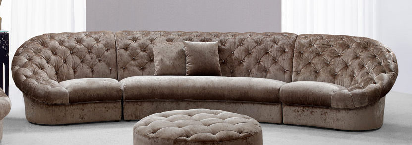 35" Beige MDF and Velour Sectional Sofa By Homeroots