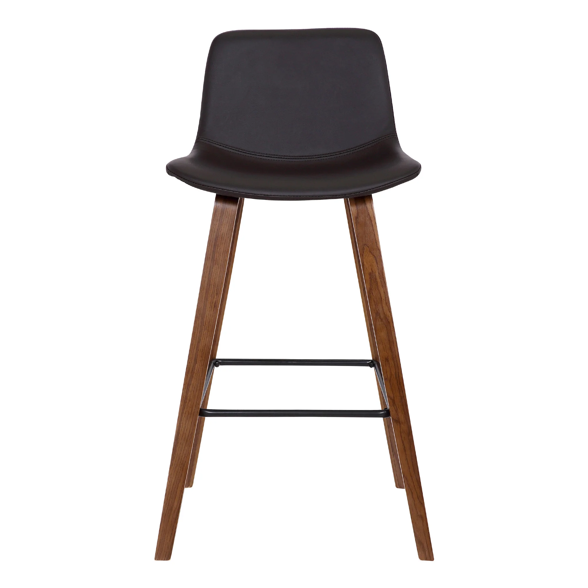 35" Brown Faux Leather And Iron Counter Height Bar Chair By Homeroots - Image 3