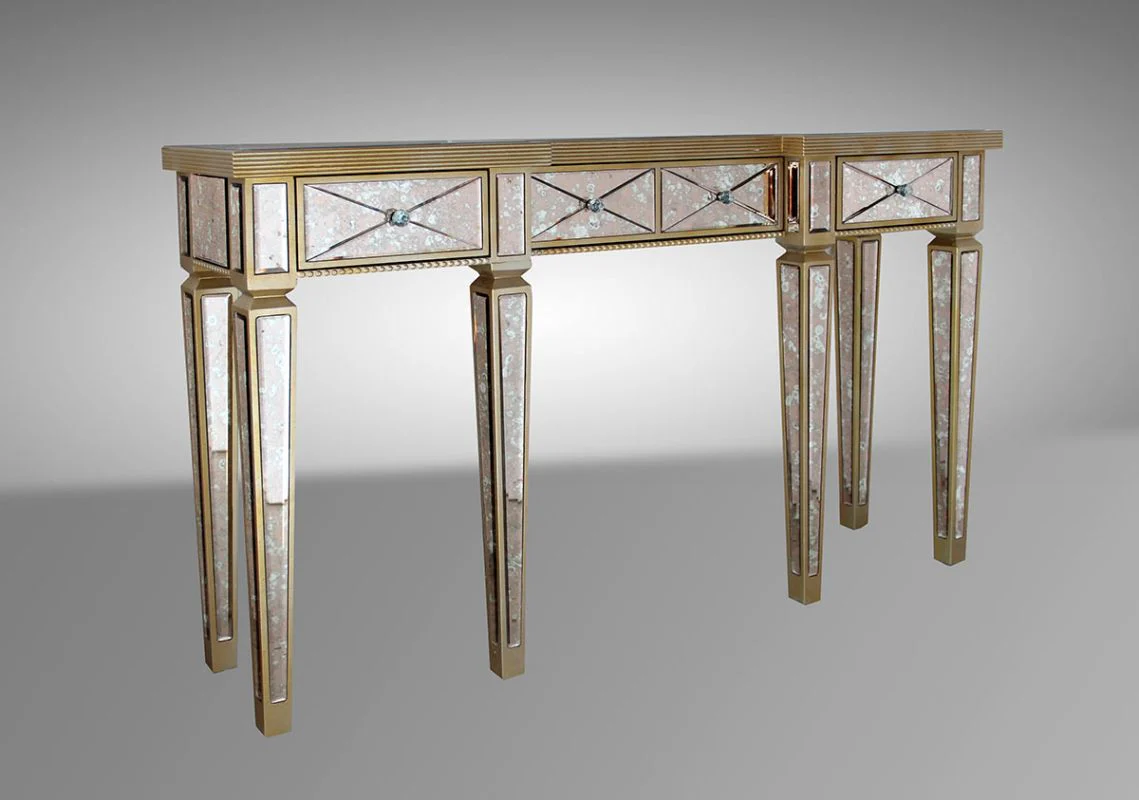 35" Mirrored Glass and MDF Console Table By Homeroots