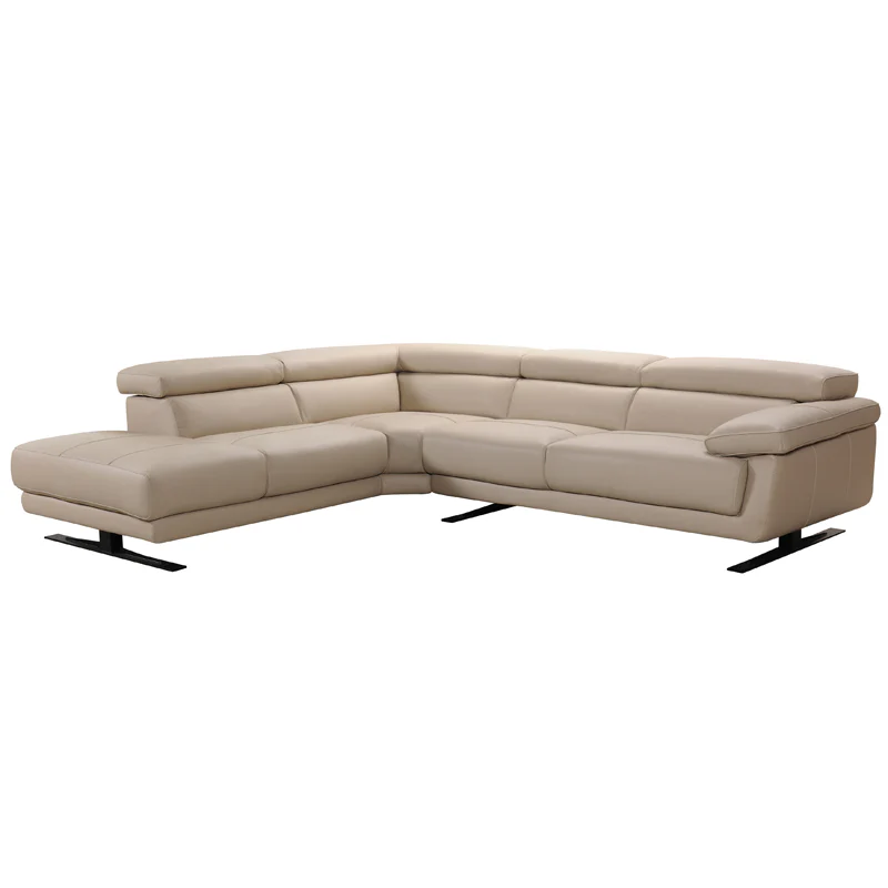 35' Taupe Leather Sectional Sofa By Homeroots