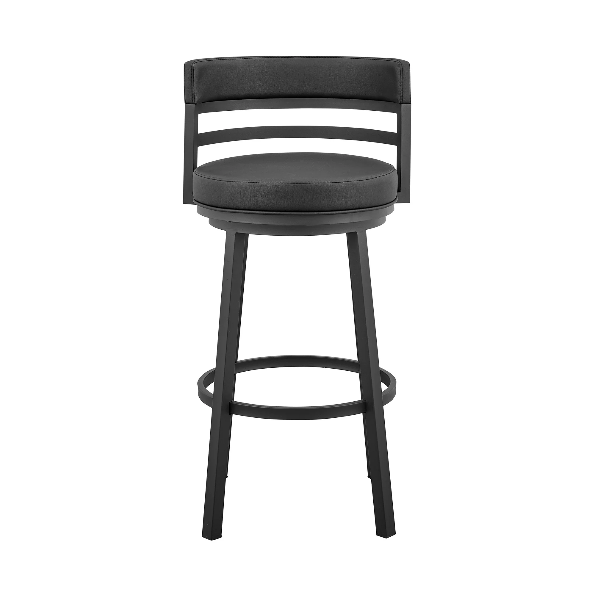 36" Black Faux Leather Counter Height Swivel Low Back Bar Chair By Homeroots - Image 3