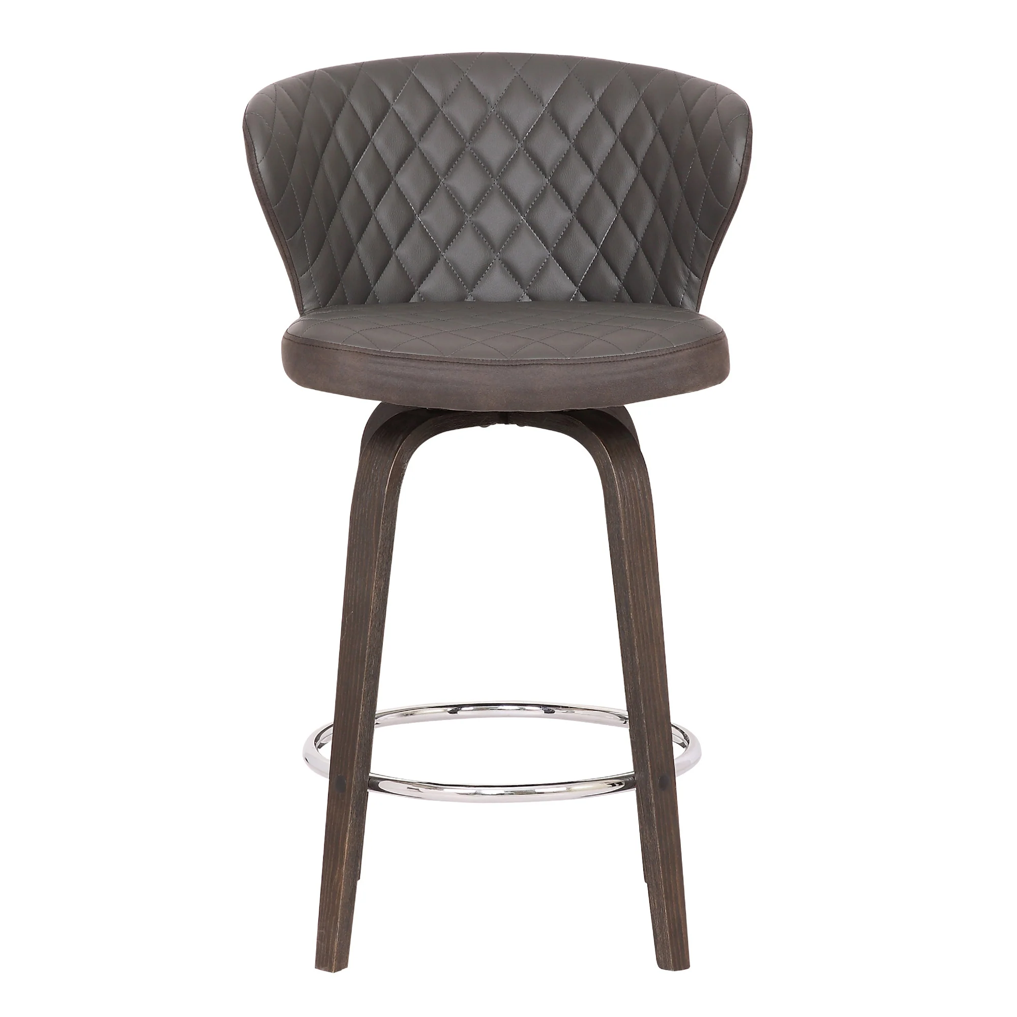 36" Brown Faux Leather And Iron Swivel Counter Height Bar Chair By Homeroots - Image 3