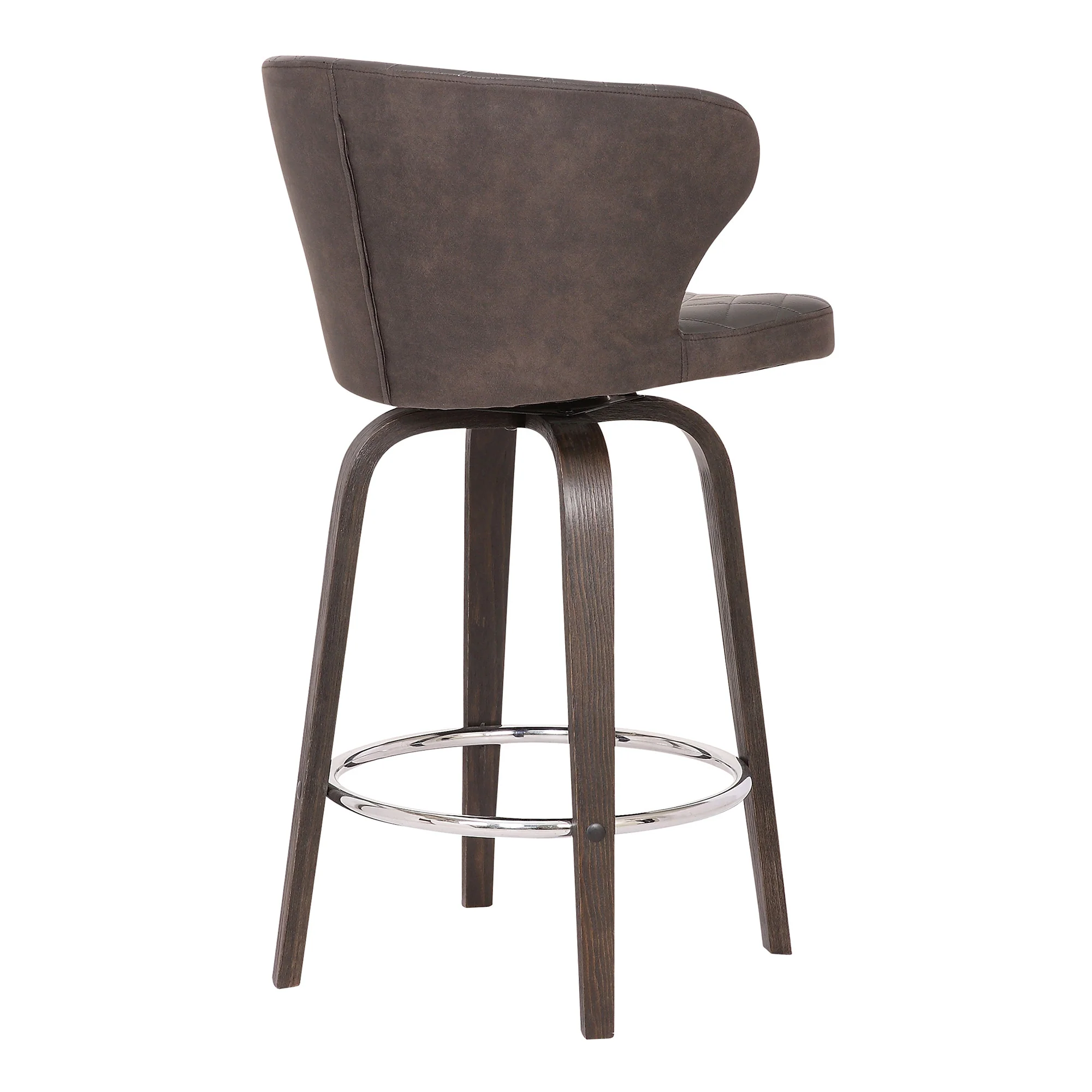 36" Brown Faux Leather And Iron Swivel Counter Height Bar Chair By Homeroots - Image 5