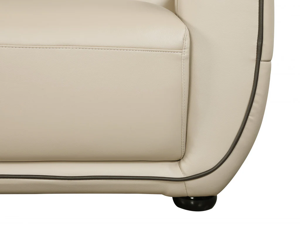 36" Elegant Beige Leather Sofa By Homeroots - Image 5