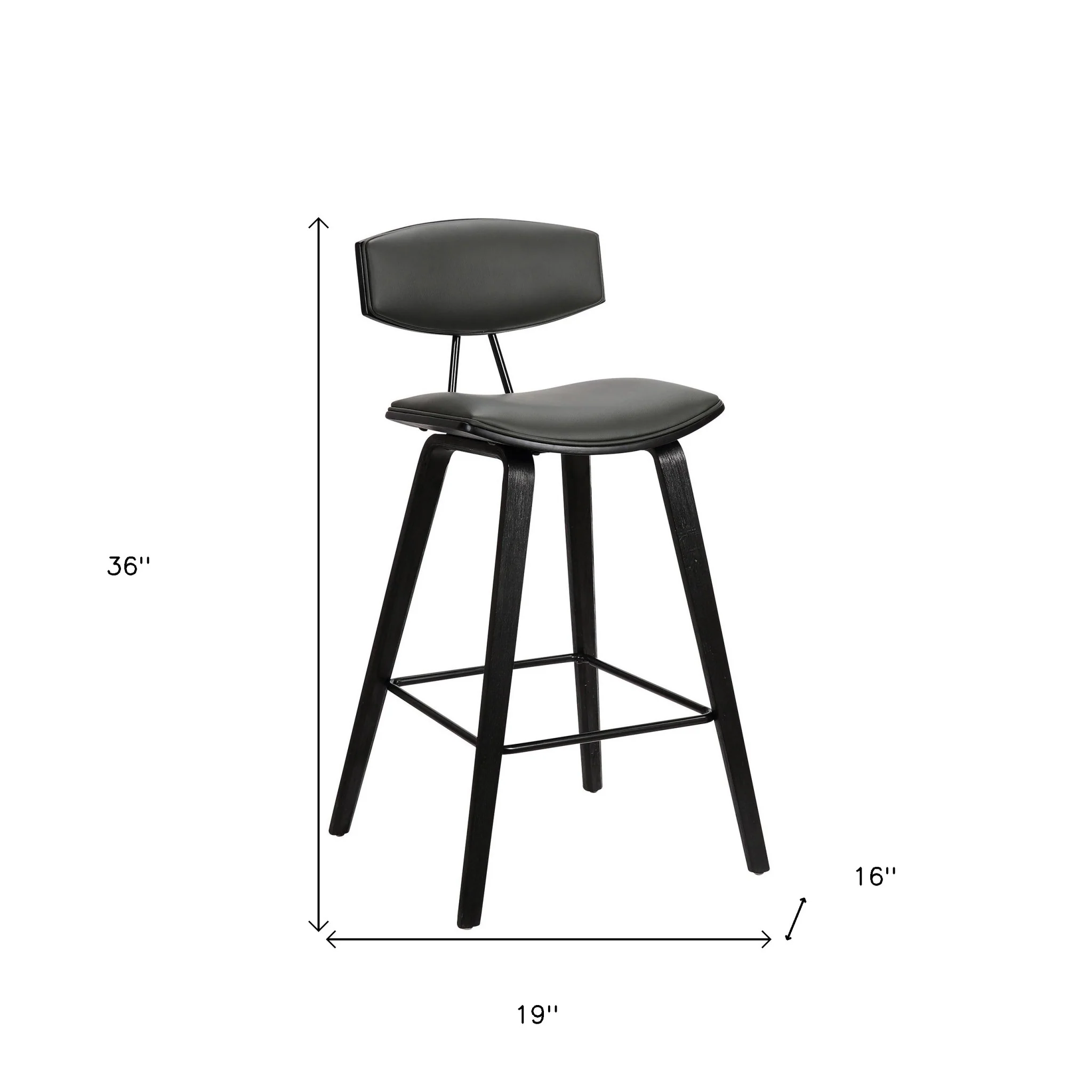 36" Gray And Black Iron Low Back Counter Height Bar Chair With Footrest By Homeroots - Image 7