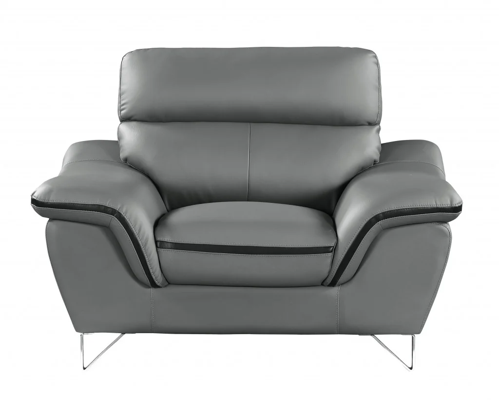 36" Gray Contemporary Leather Chair By Homeroots