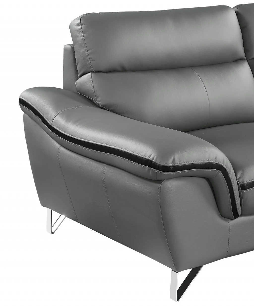 36" Gray Contemporary Leather Chair By Homeroots - Image 5
