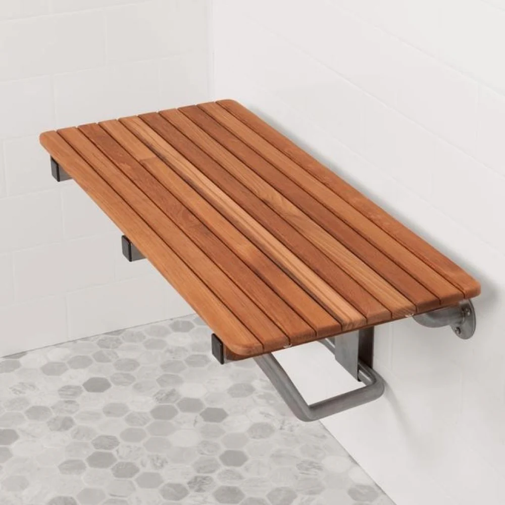36" Premium Wall Mount Teak Shower Bench By Homeroots