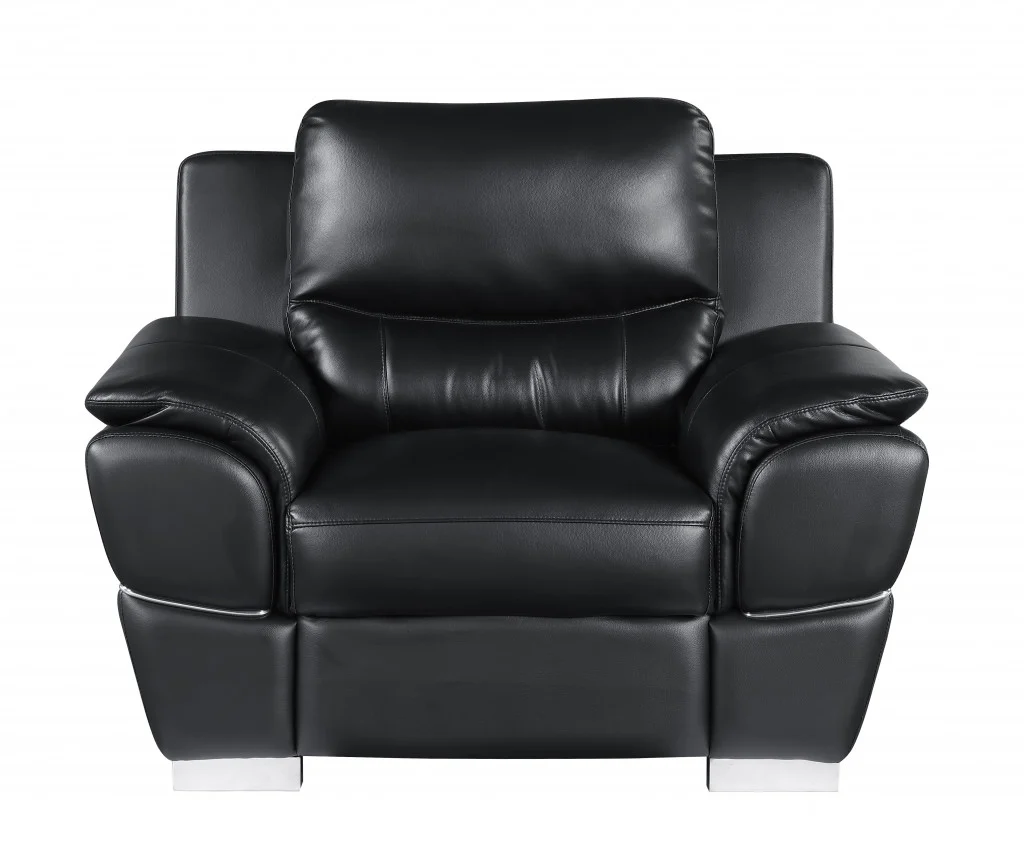 37" Black Chic Leather Recliner Chair By Homeroots