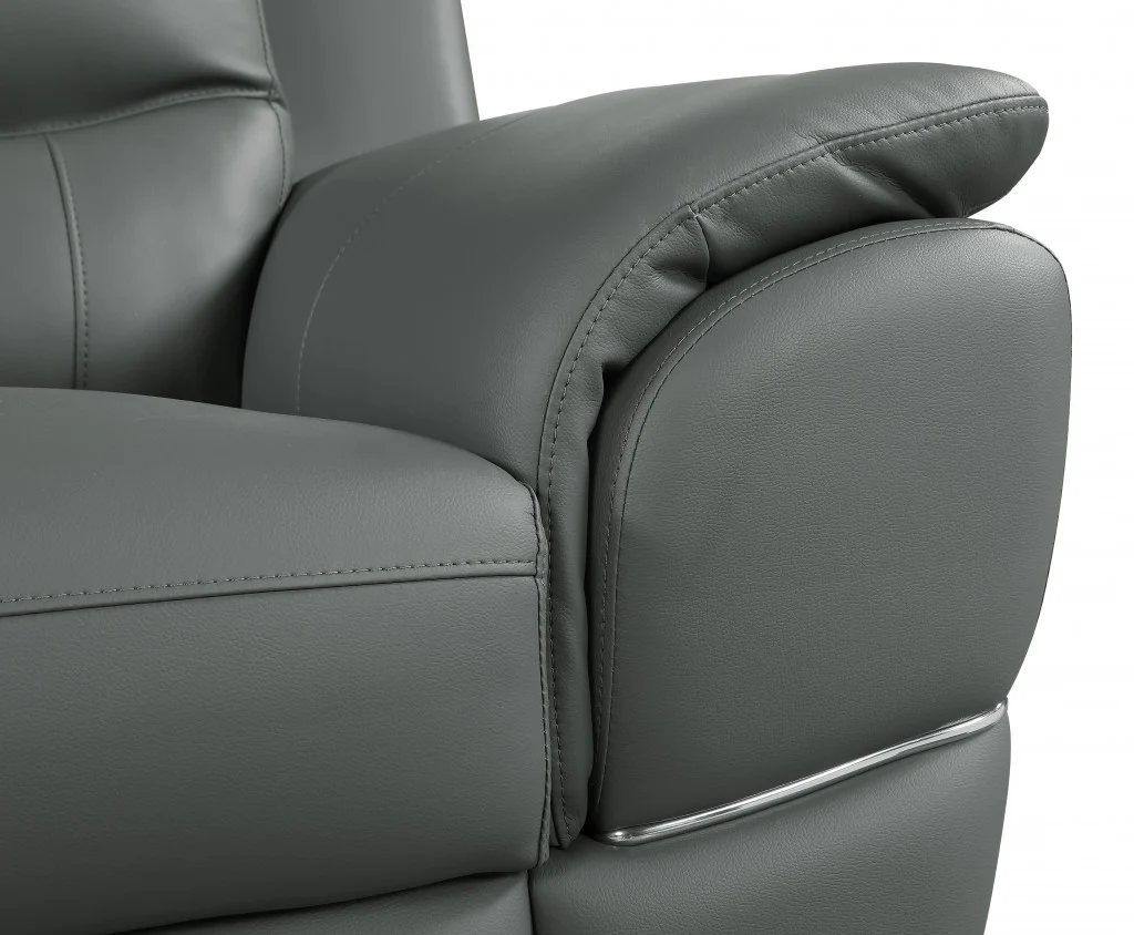 37" Chic Grey Leather Loveseat By Homeroots - Image 5