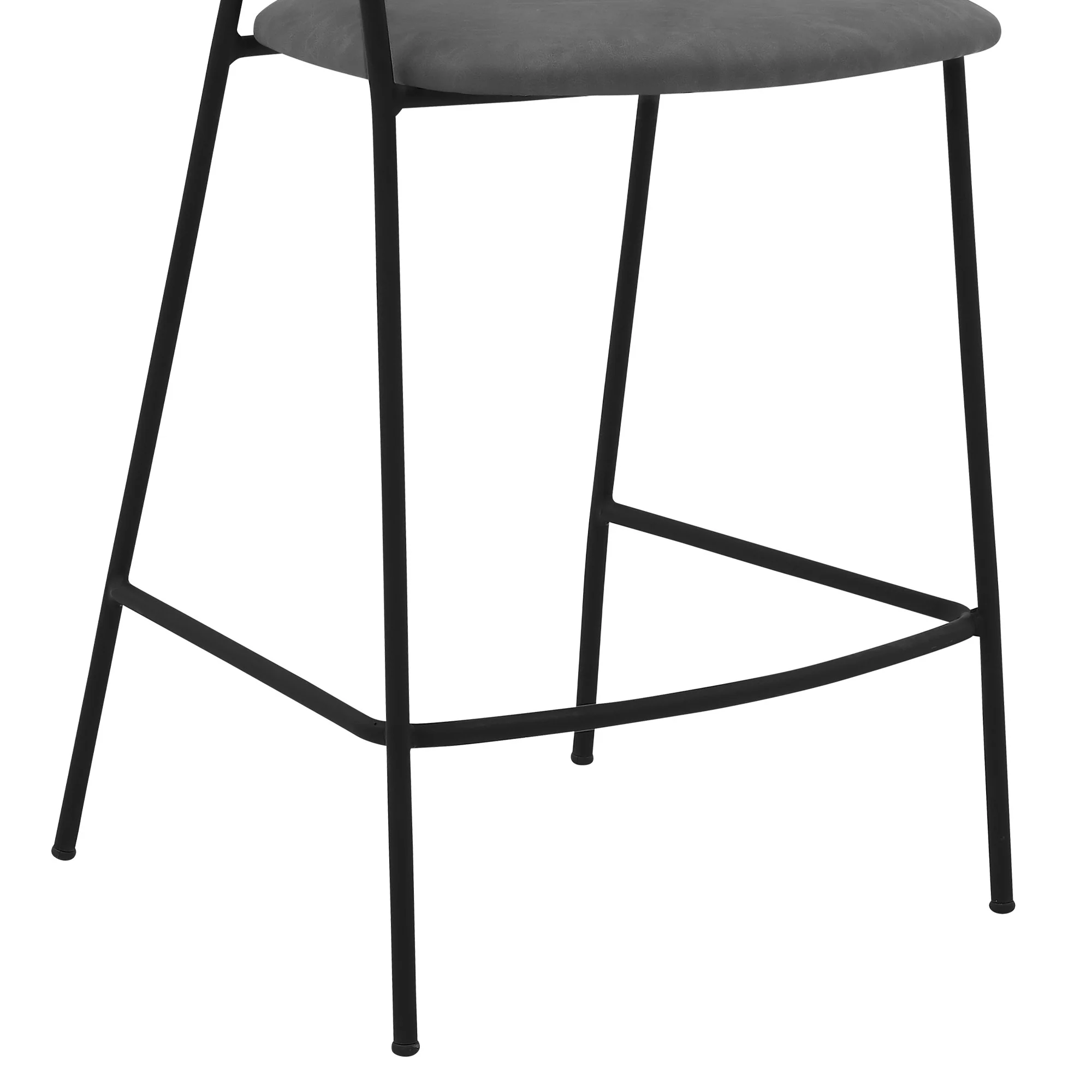 37" Gray Faux Leather And Iron Low Back Counter Height Bar Chair By Homeroots - Image 6