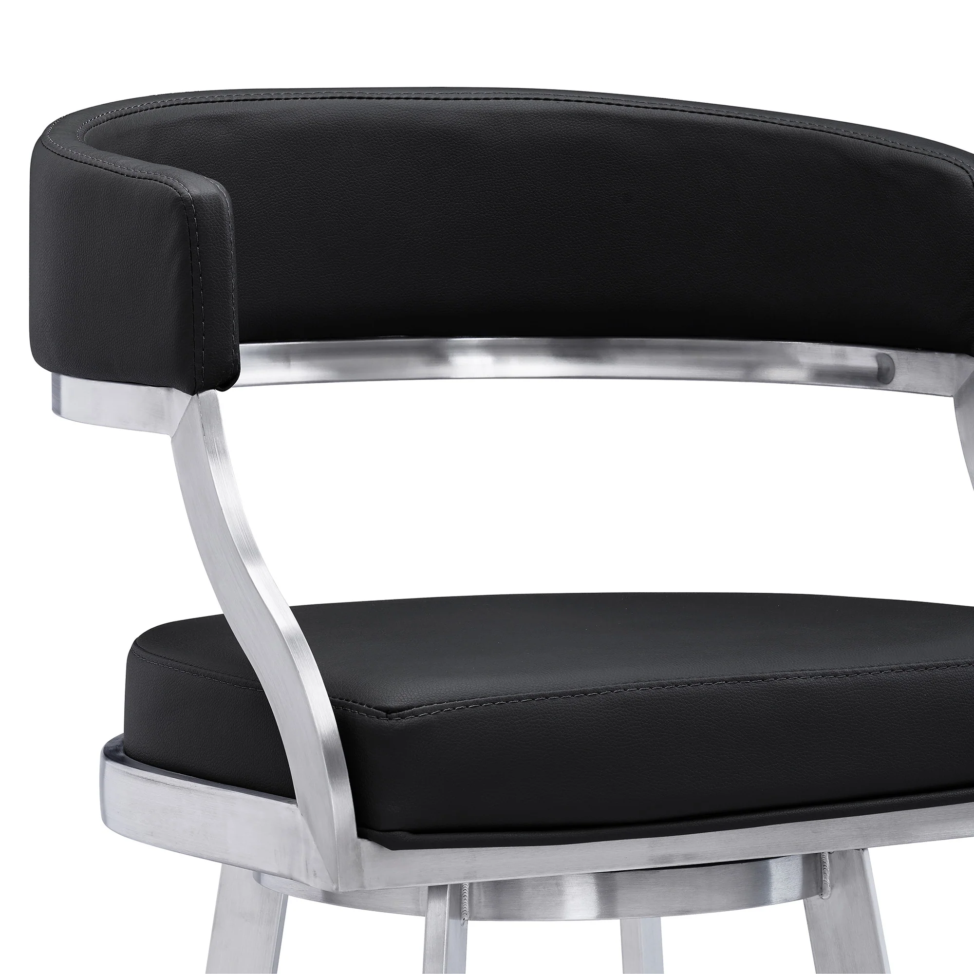 38" Black Faux Leather And Iron Swivel Counter Height Bar Chair By Homeroots - Image 5