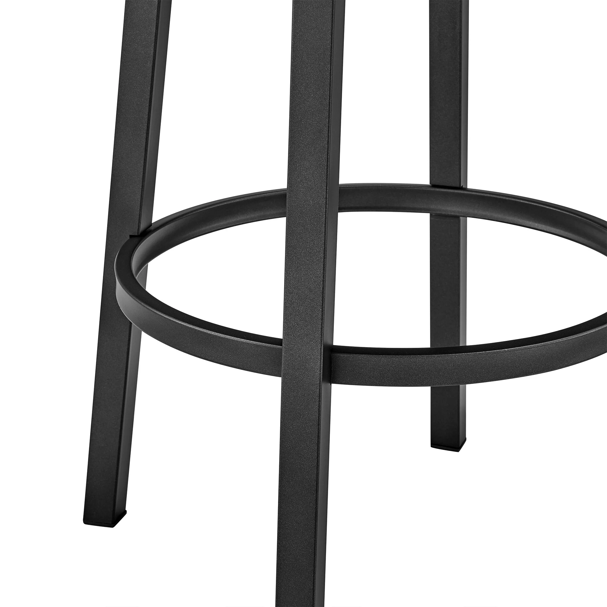 38" Black Faux Leather And Iron Swivel Low Back Bar Height Chair By Homeroots - Image 9