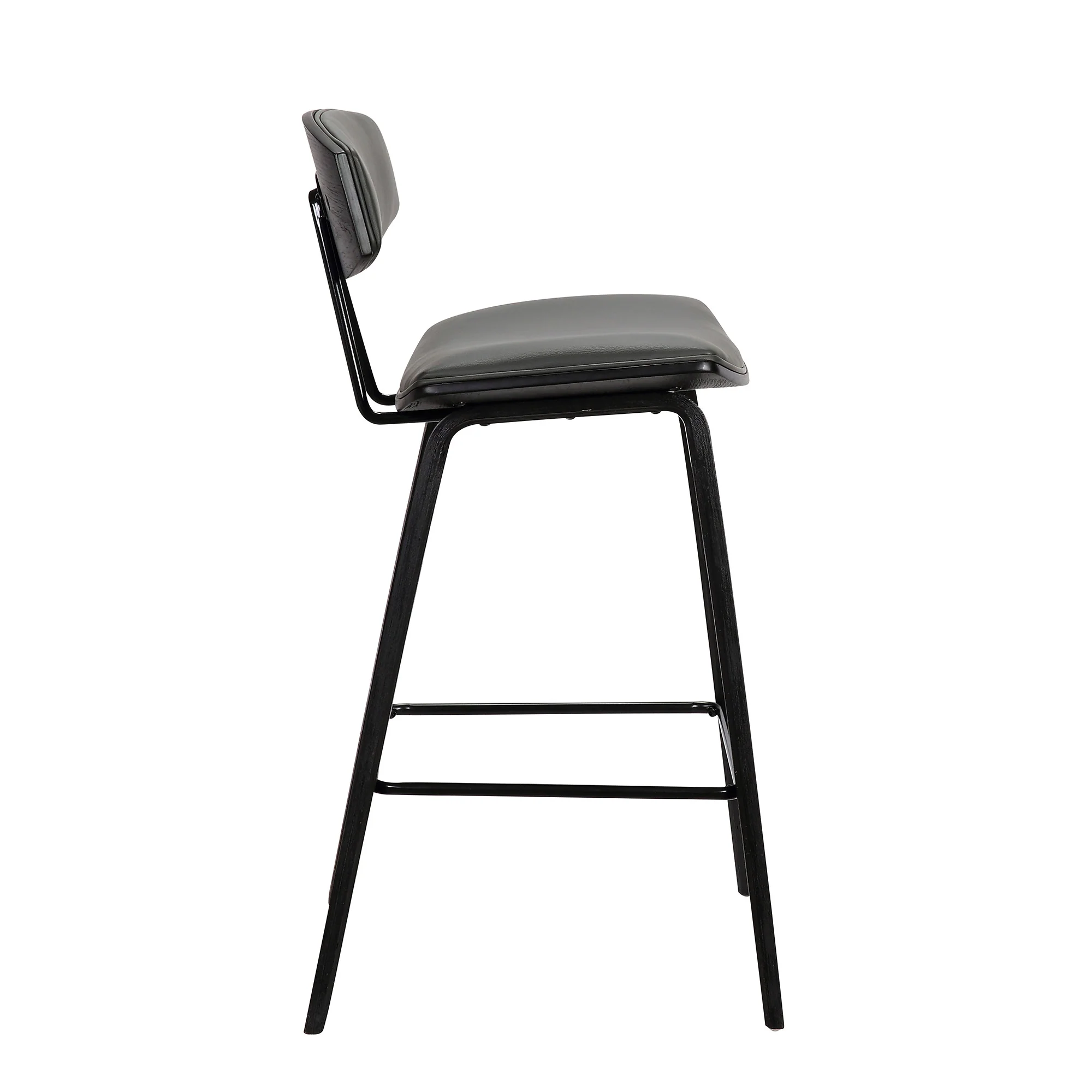38" Gray And Black Iron Low Back Bar Height Chair With Footrest By Homeroots - Image 3