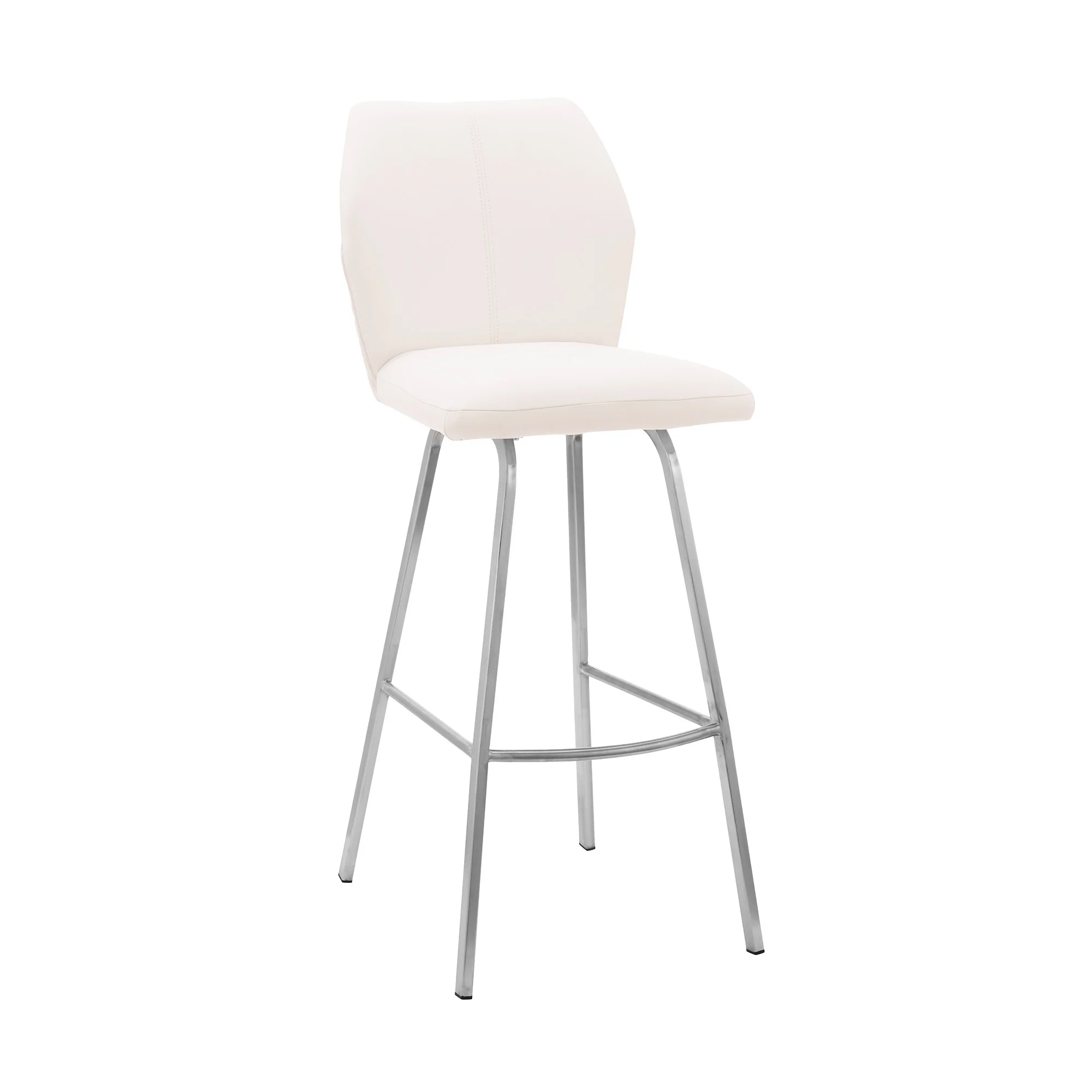 38" White Faux Leather And Iron Counter Height Bar Chair By Homeroots