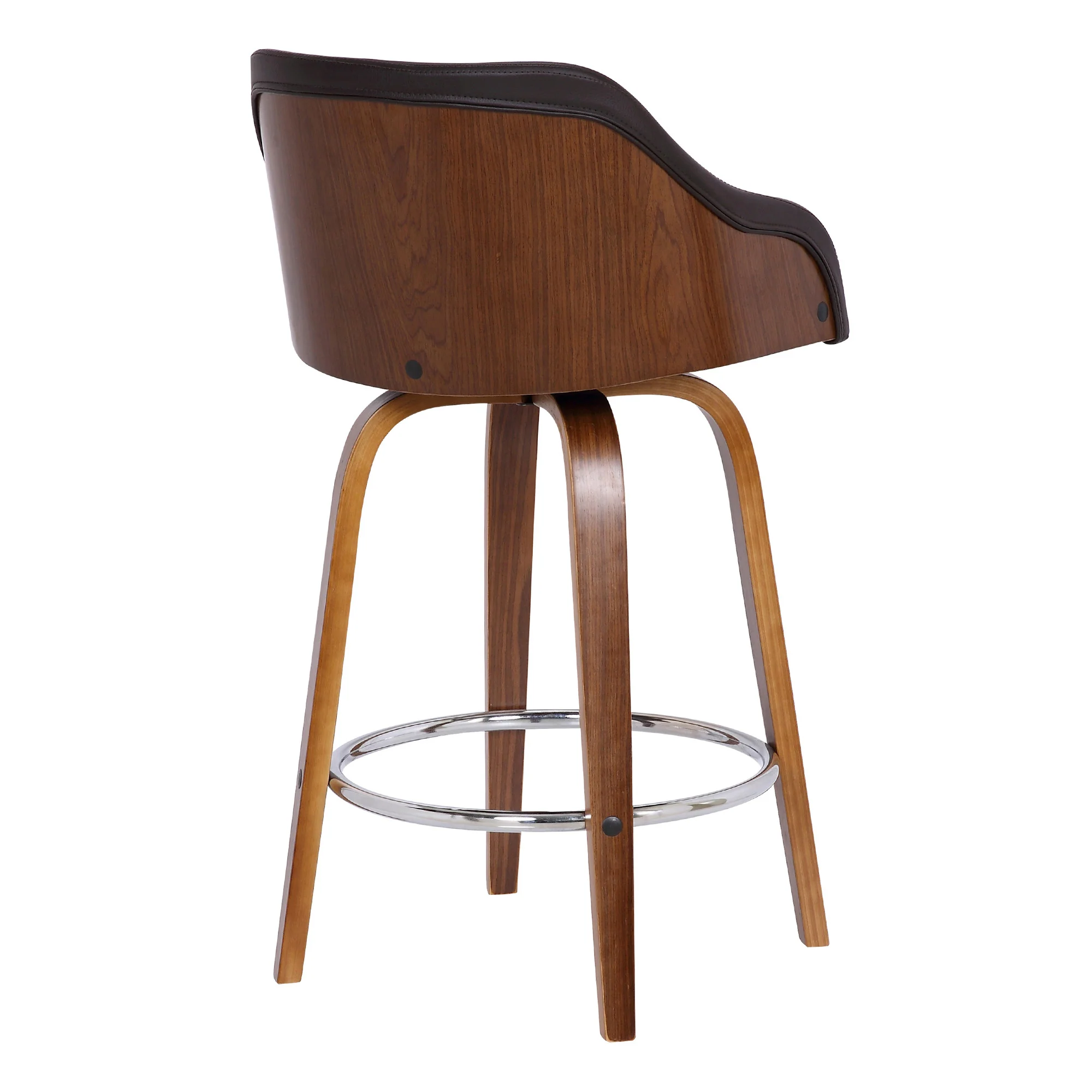 39" Brown Iron Swivel Low Back Bar Height Chair With Footrest By Homeroots - Image 4