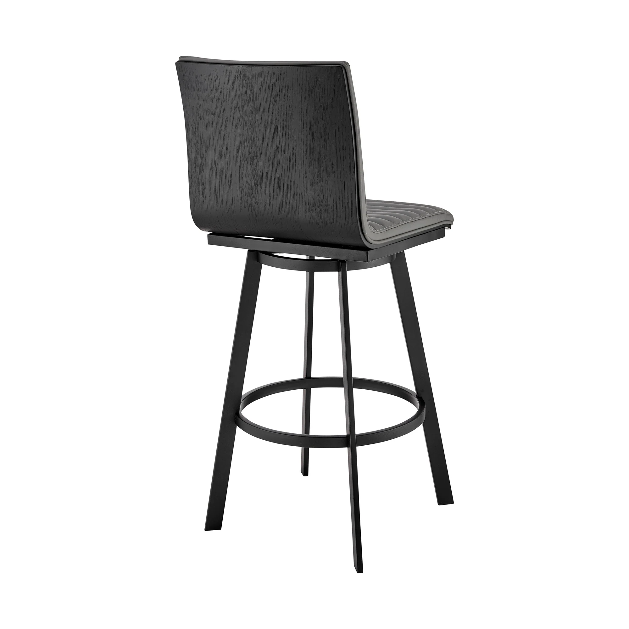 39" Gray Faux Leather And Iron Swivel Counter Height Bar Chair By Homeroots - Image 4