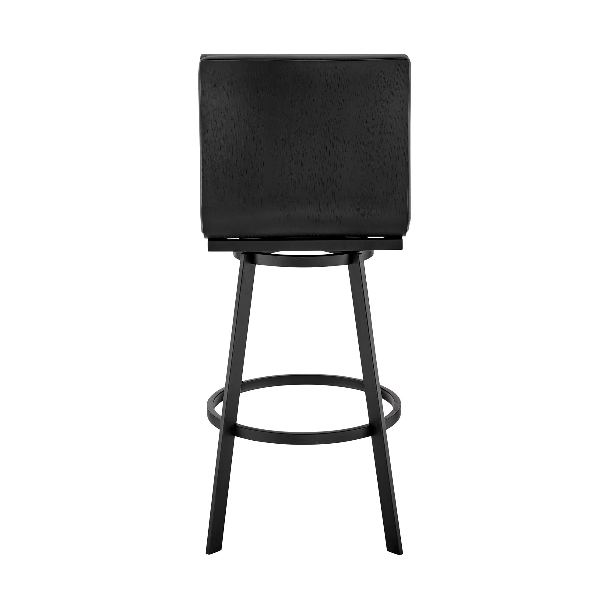 39" Gray Faux Leather And Iron Swivel Counter Height Bar Chair By Homeroots - Image 5