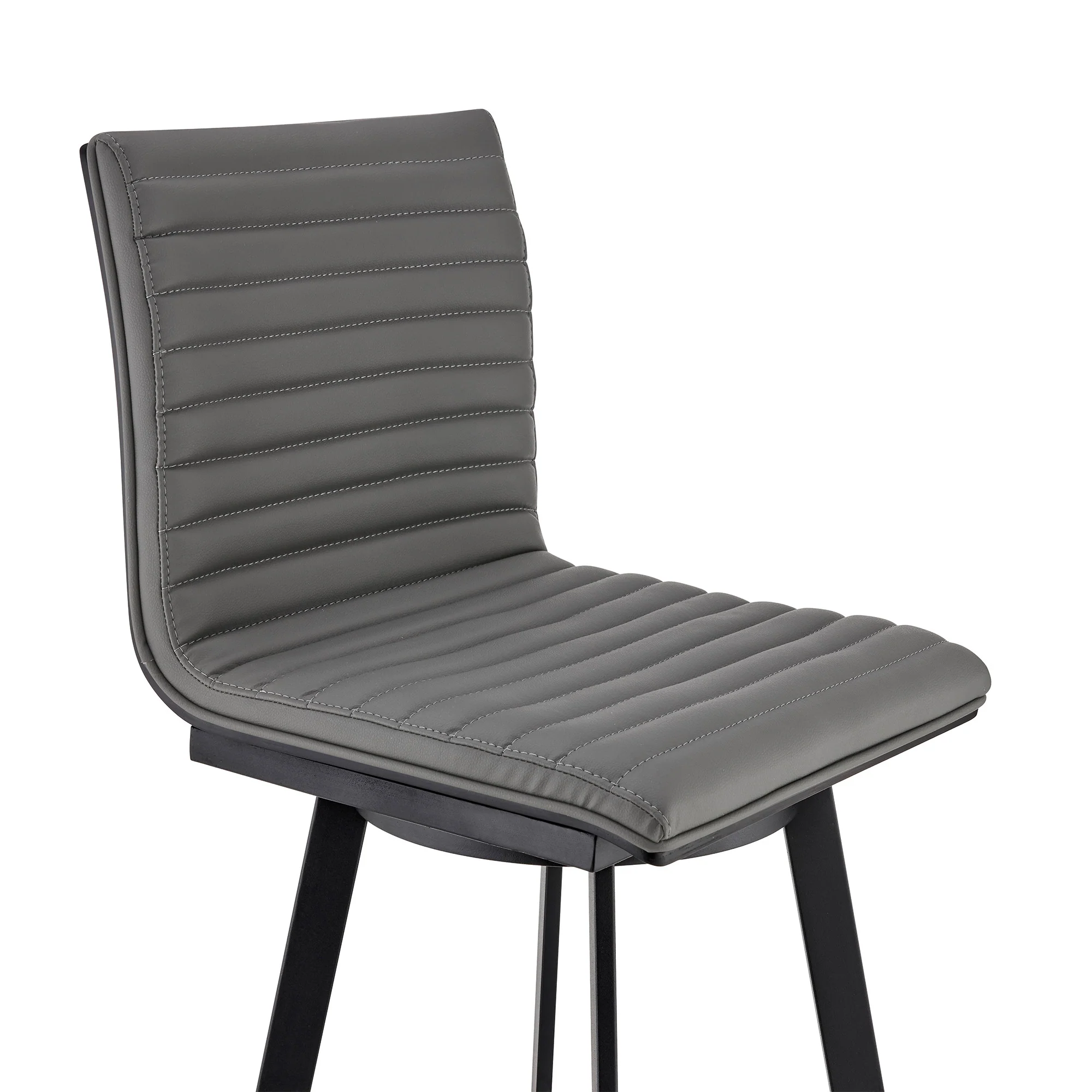 39" Gray Faux Leather And Iron Swivel Counter Height Bar Chair By Homeroots - Image 7
