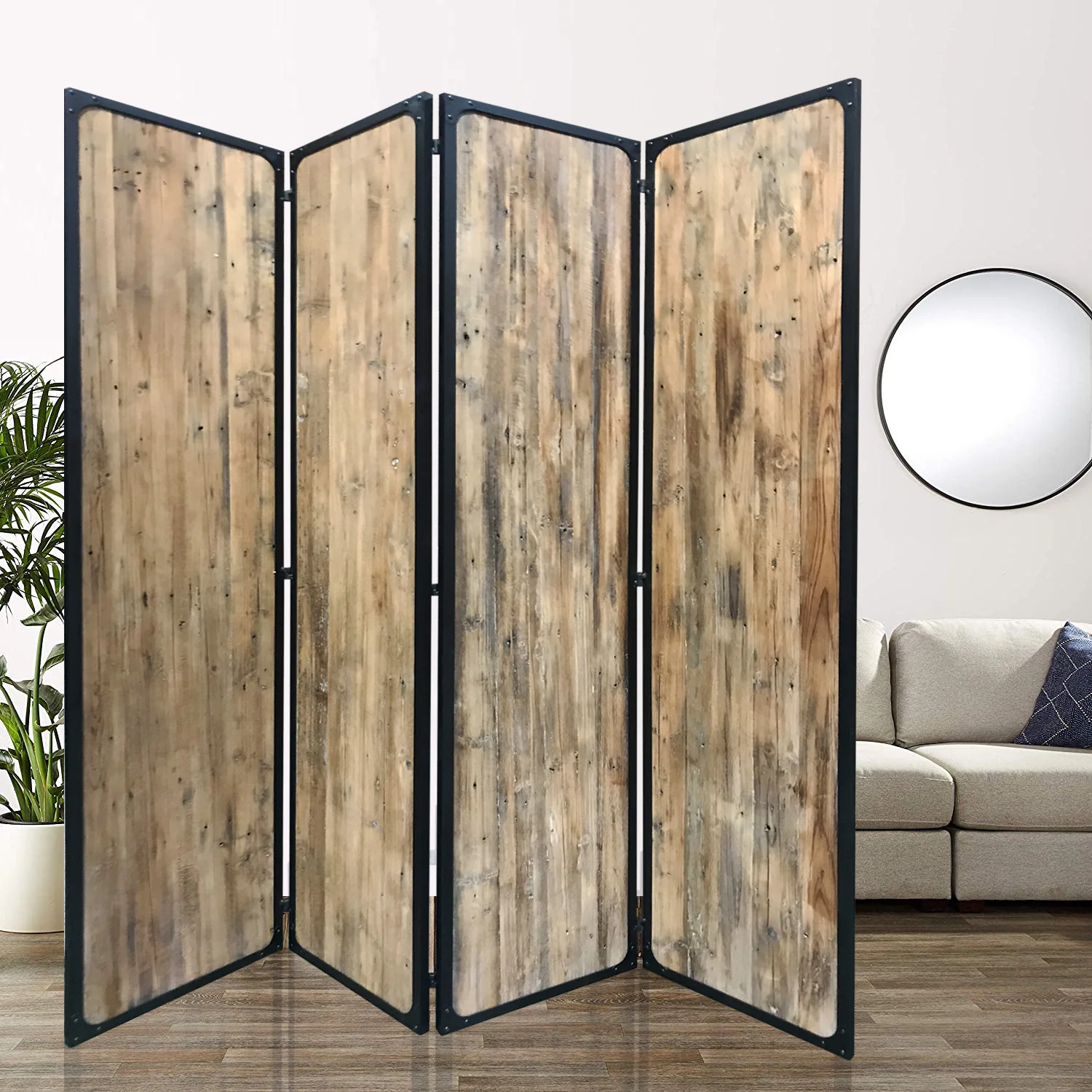 4 Panel Brown Room Divider By Homeroots