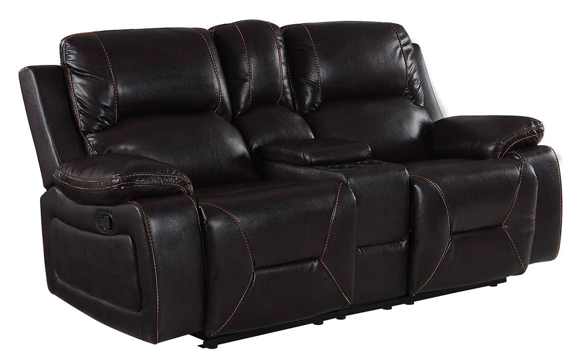 40" Classy Brown Leather Loveseat By Homeroots