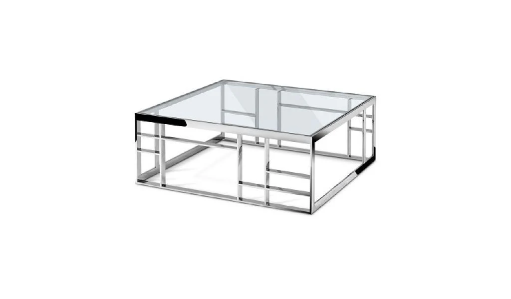40" Silver And Clear Glass Square Coffee Table By Homeroots
