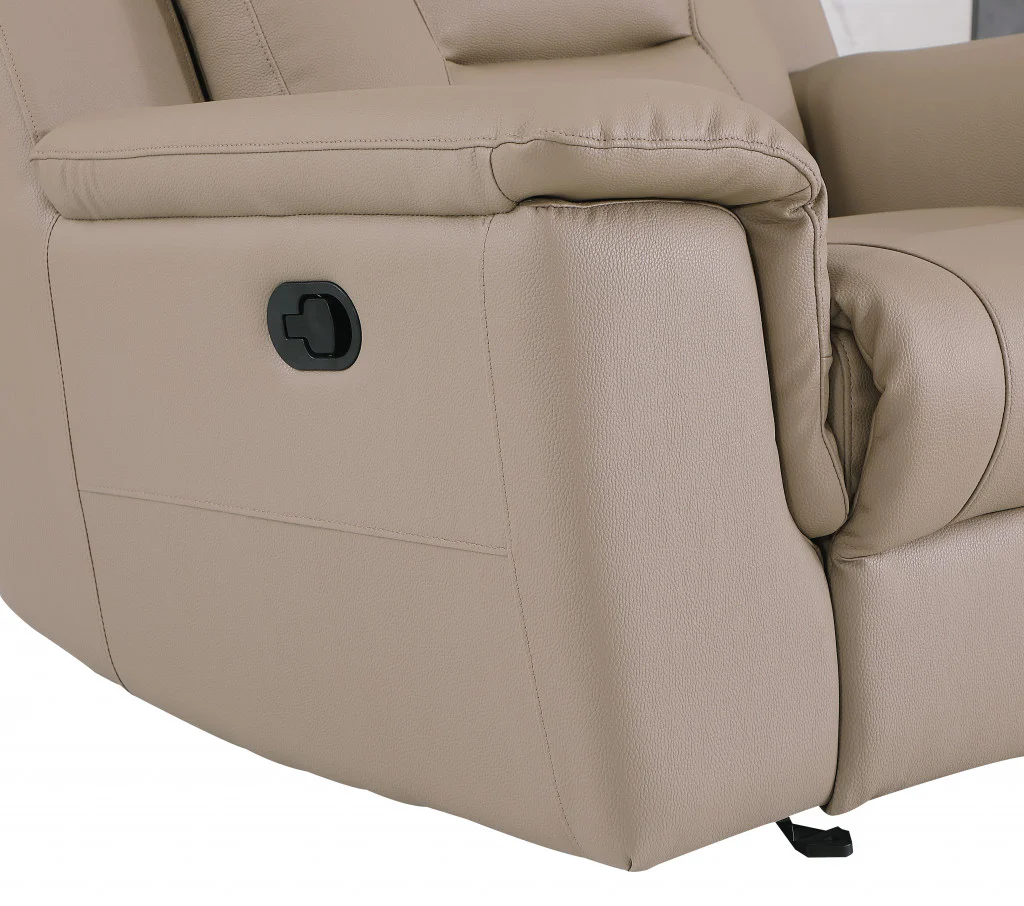 41" Beige Fascinating Leather Reclining Chair By Homeroots - Image 5