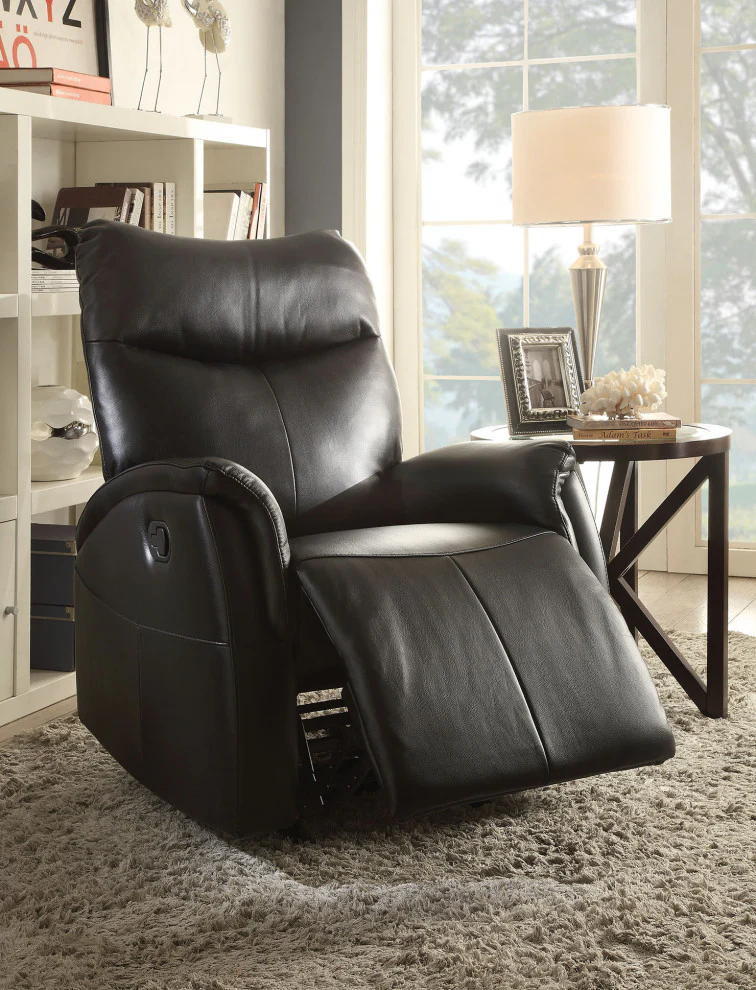 41" Black Leather-Aire Motion Recliner By Homeroots