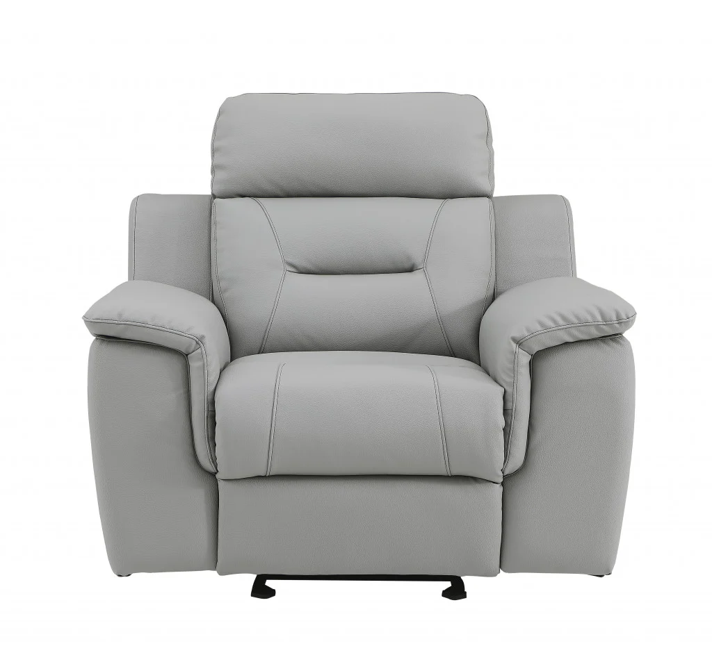 41" Grey Fascinating Leather Reclining Chair. By Homeroots