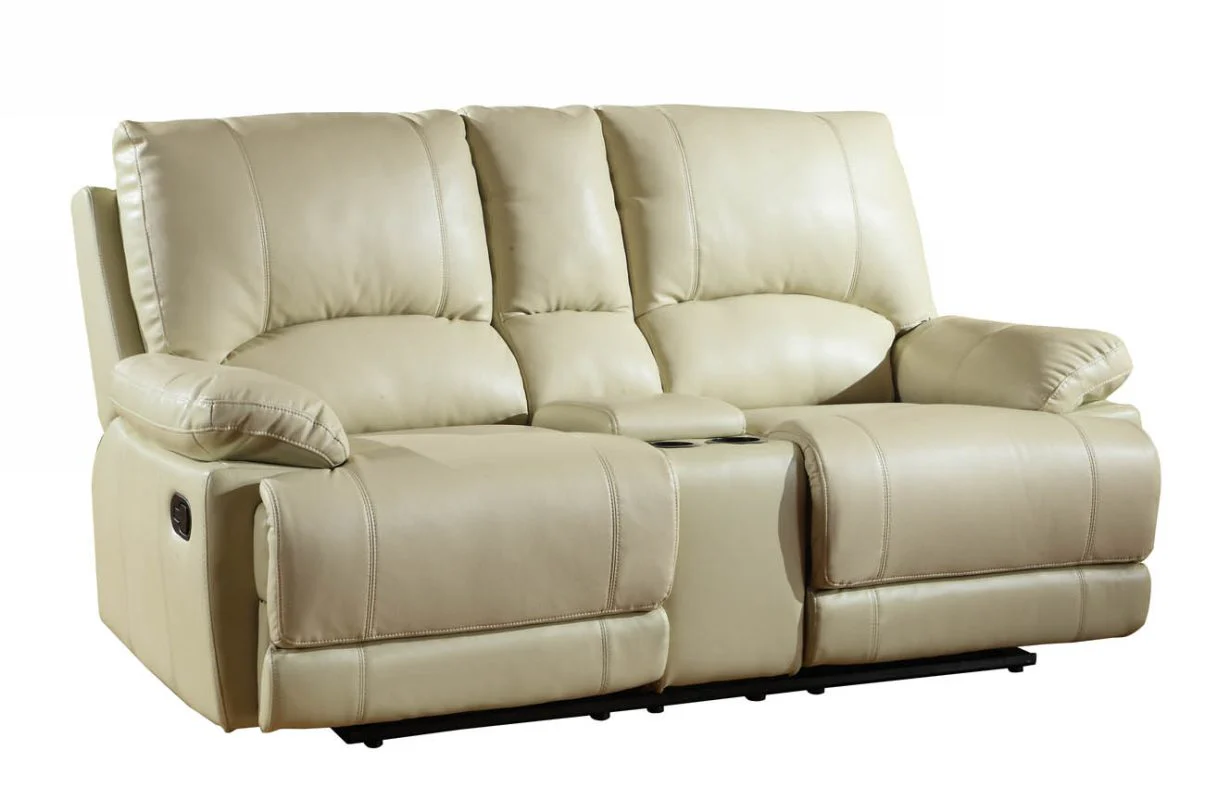 41" Stylish Beige Leather Console Loveseat By Homeroots
