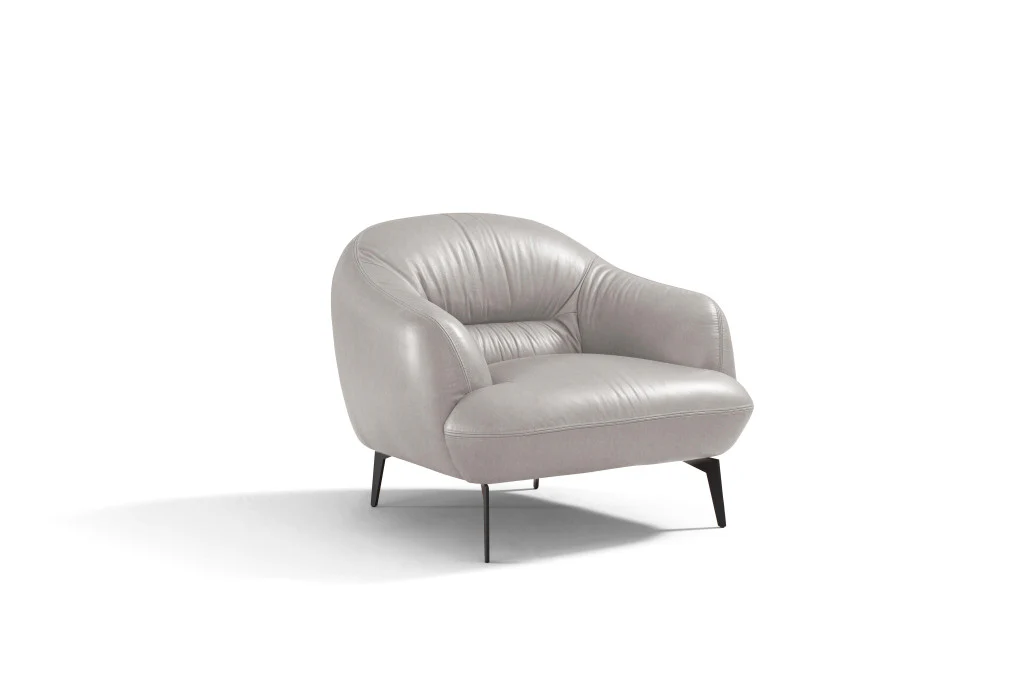 41" Taupe And Black Genuine Leather Balloon Chair By Homeroots