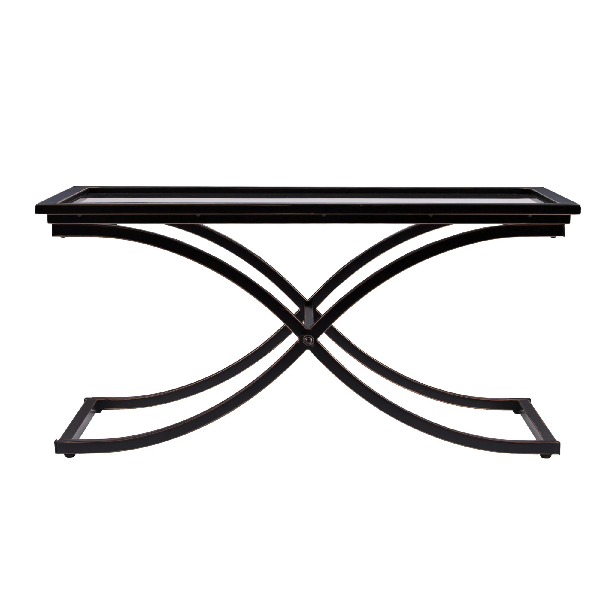 42" Black Glass And Metal Rectangular Coffee Table By Homeroots - 402094 - Image 2