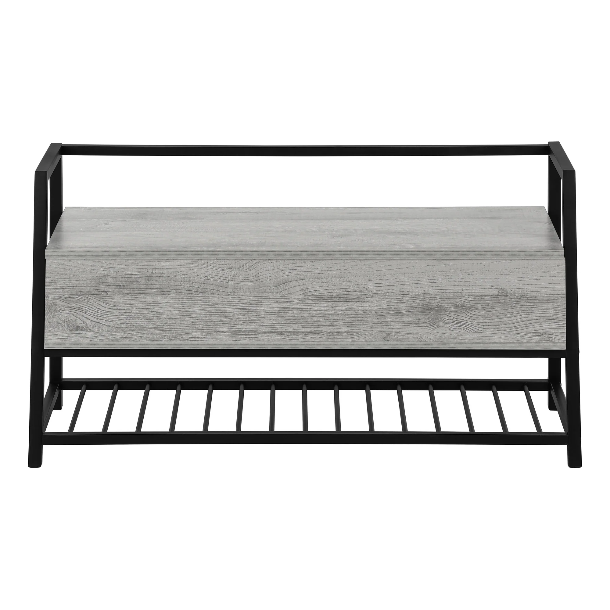 42" Gray And Black Bench With Flip top By Homeroots