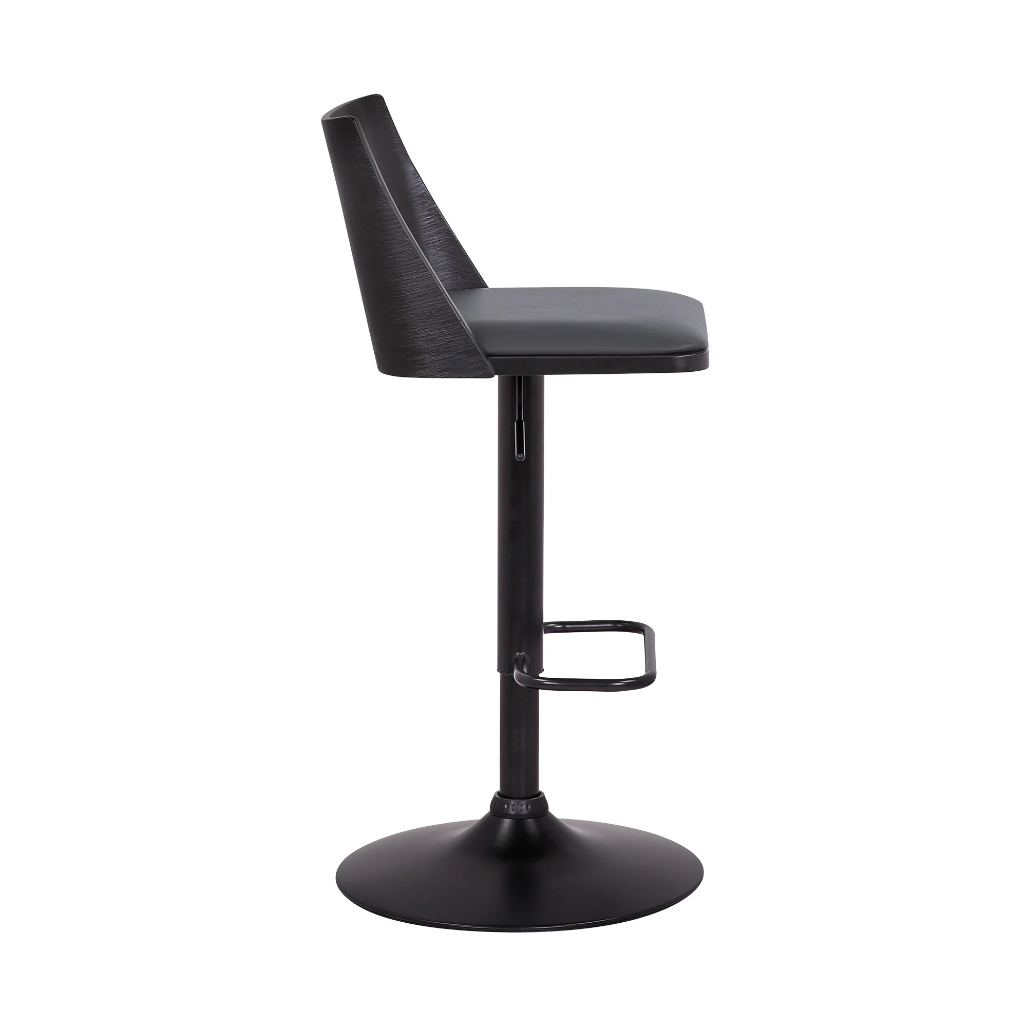 42" Gray And Black Faux Leather Swivel Adjustable Height Bar Chair With Footrest By Homeroots