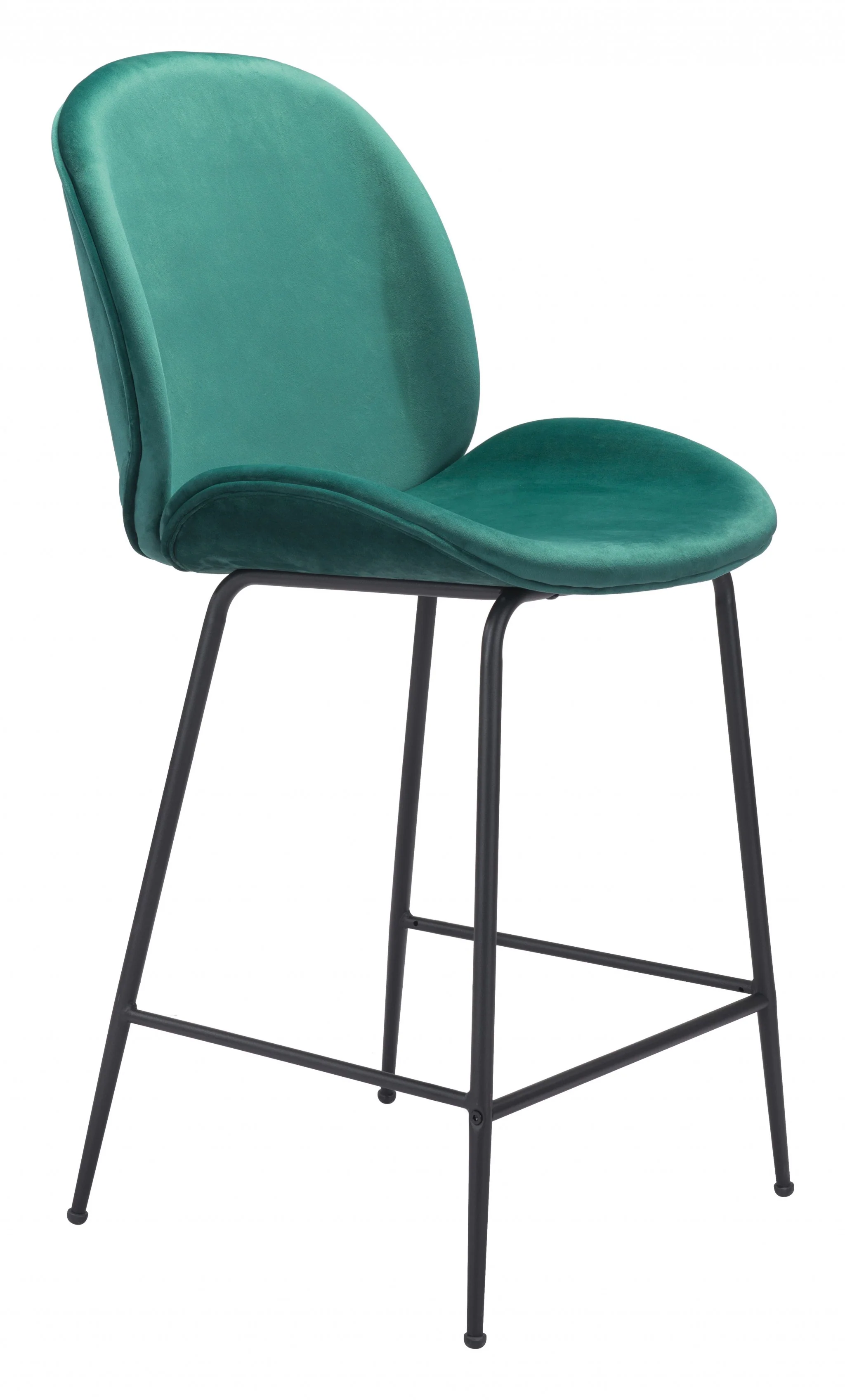 42" Green And Black Steel Low Back Counter Height Bar Chair With Footrest By Homeroots