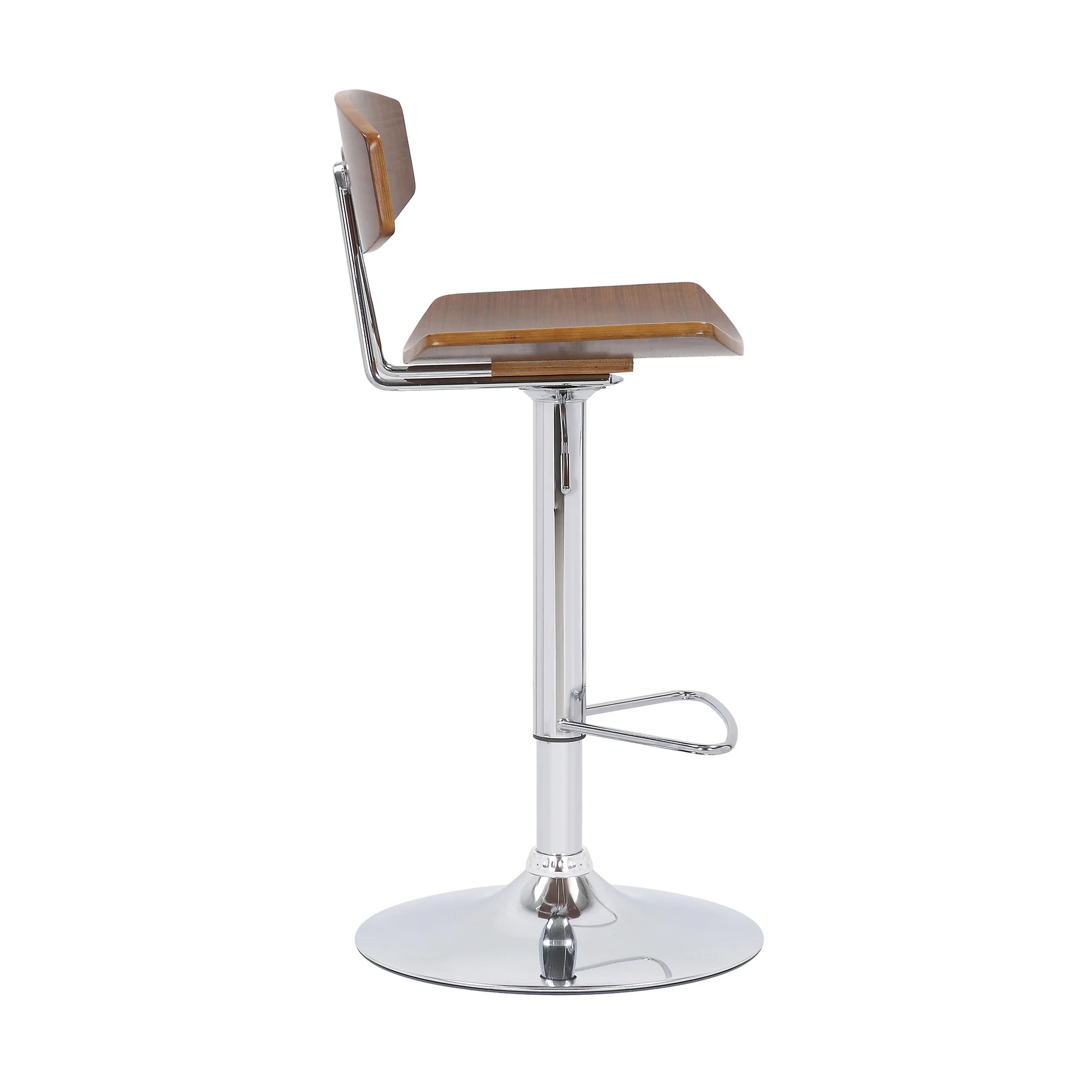 42" Silver and Walnut Adjustable Height Bar Chair By Homeroots - Image 4