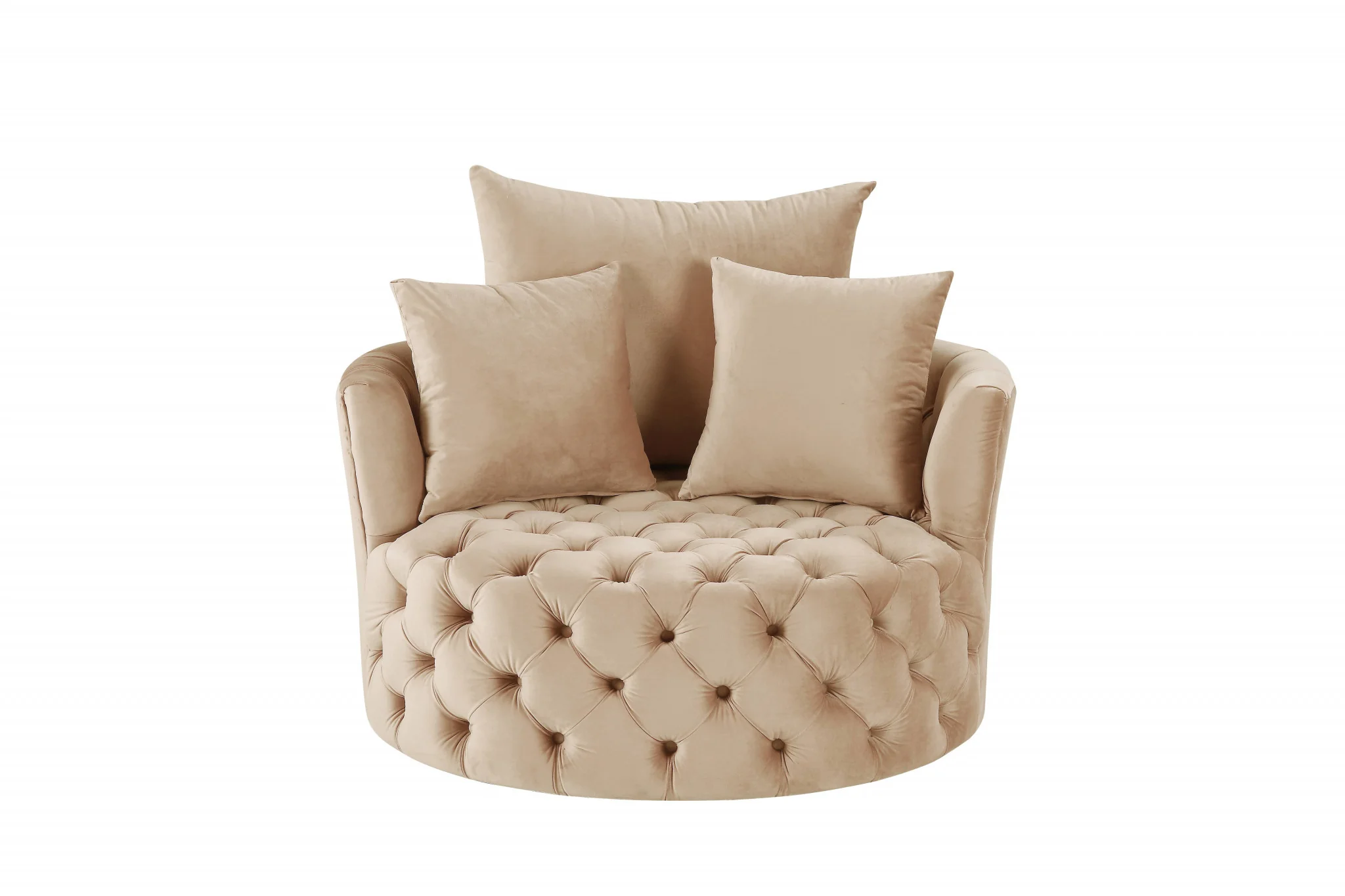 43" Beige Velvet Solid Color Swivelbarrel Chair By Homeroots