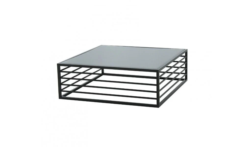 43" Black And Smoked Glass Square Coffee Table By Homeroots