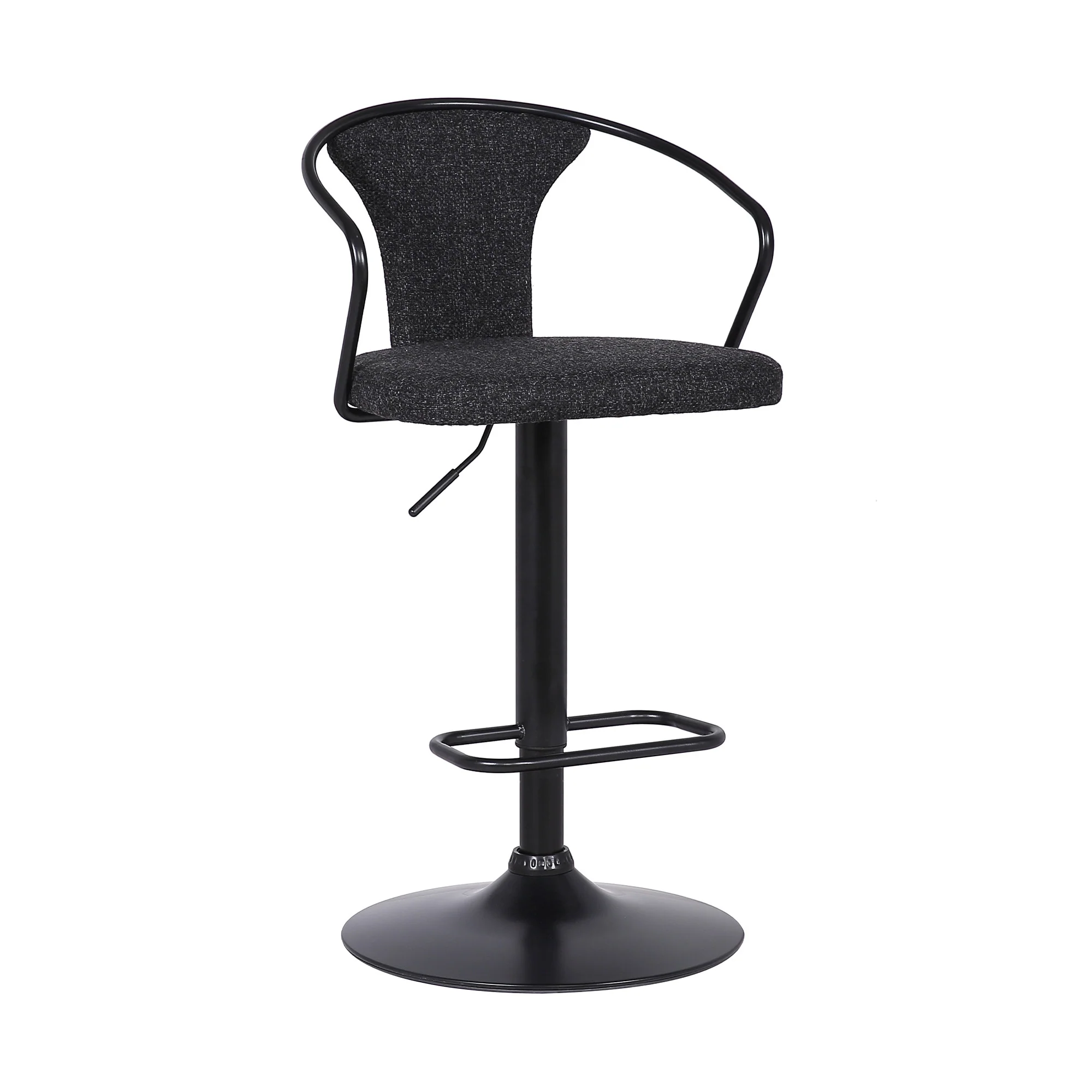 43" Black Faux Leather and Metal Adjustable Height Bar Chair By Homeroots
