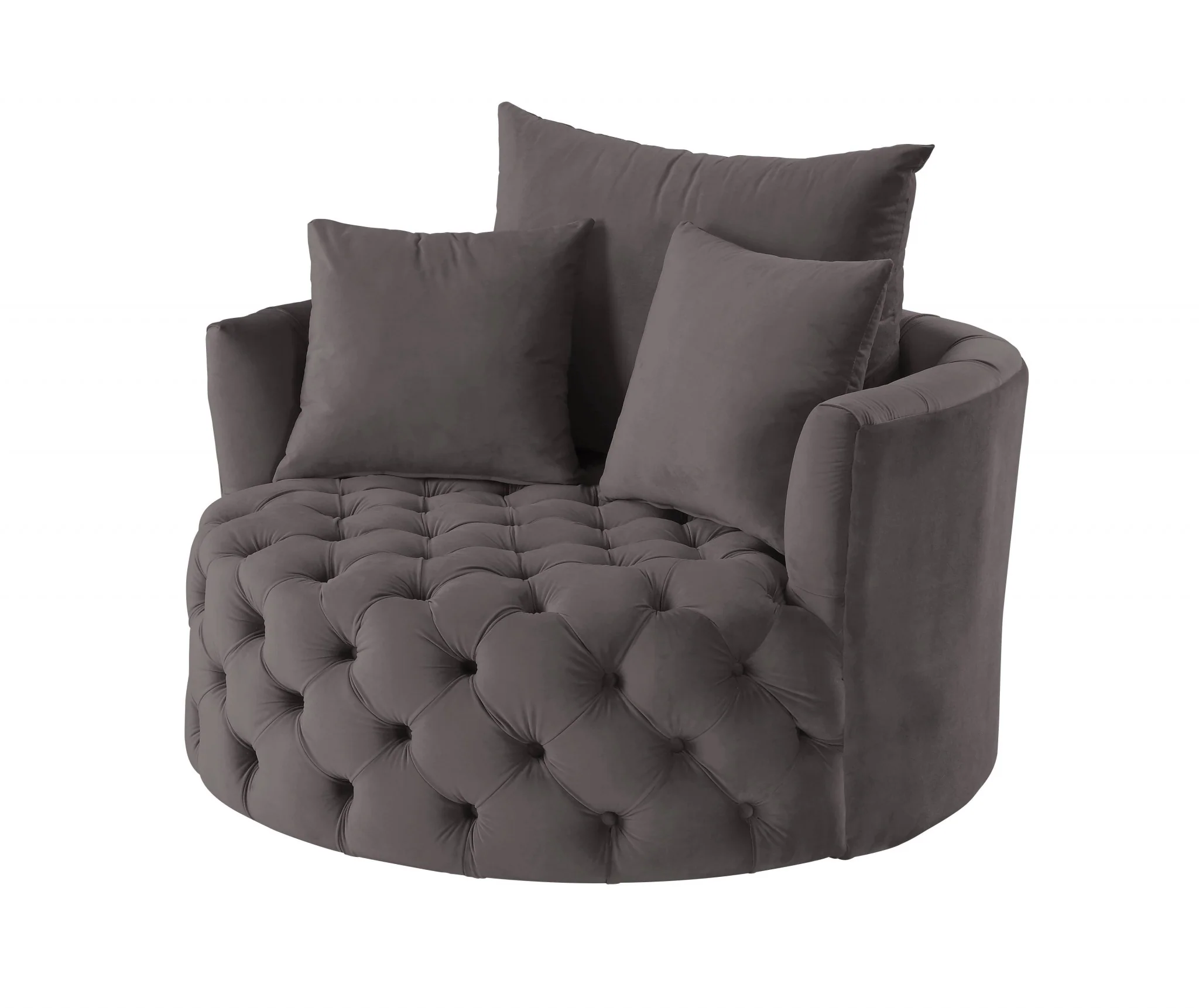 43" Gray Velvet Solid Color Swivel Barrel Chair By Homeroots