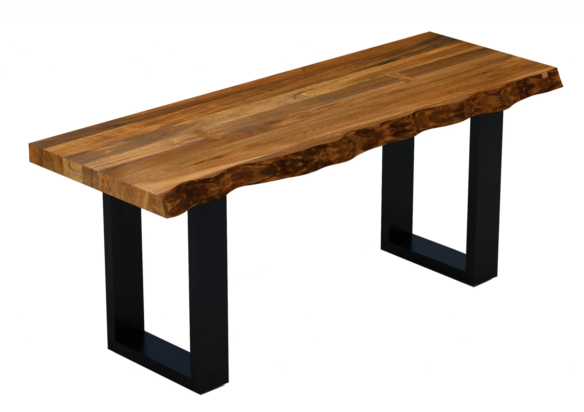 43" Live Edge Acacia Wood Bench with Black Metal Legs By Homeroots