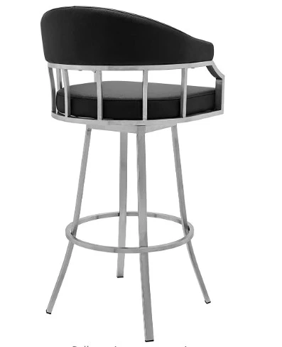 43" Vintage Black Faux Leather And Iron Low Back Bar Height Chair By Homeroots - Image 4
