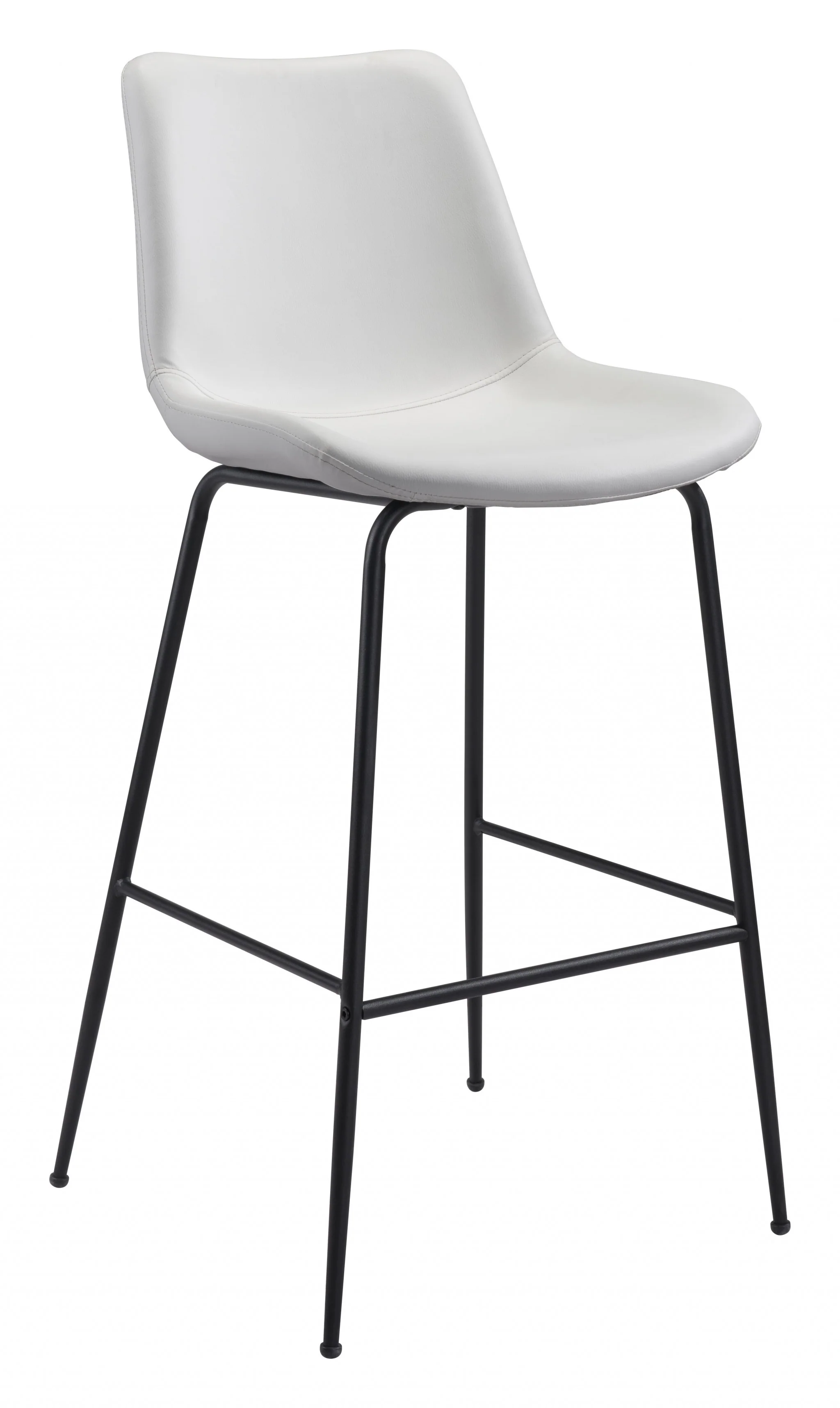 43" White And Black Steel Low Back Bar Height Chair With Footrest By Homeroots