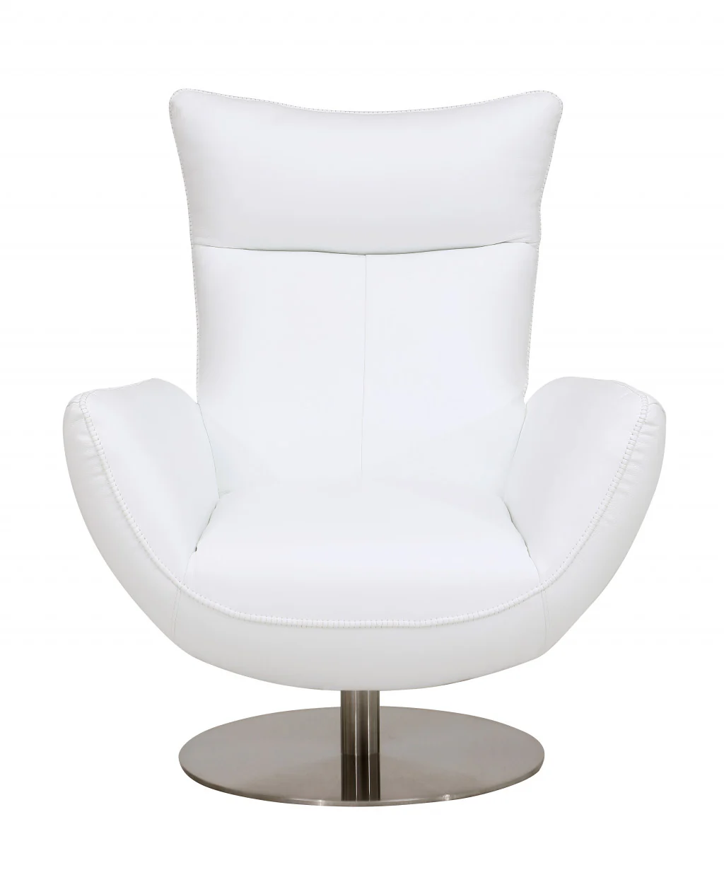 43" White Contemporary Leather Lounge Chair By Homeroots