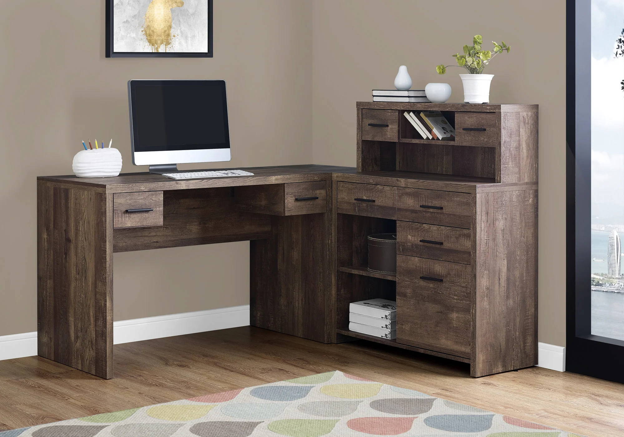 44.75" Reclaimed Wood Particle Board Laminate and MDF Computer Desk By Homeroots
