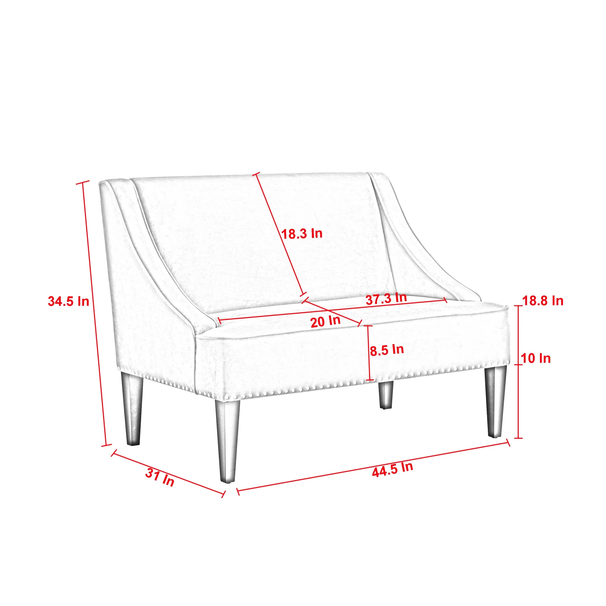 45" Blush And Brown Upholstered Velvet Bench By Homeroots - Image 9